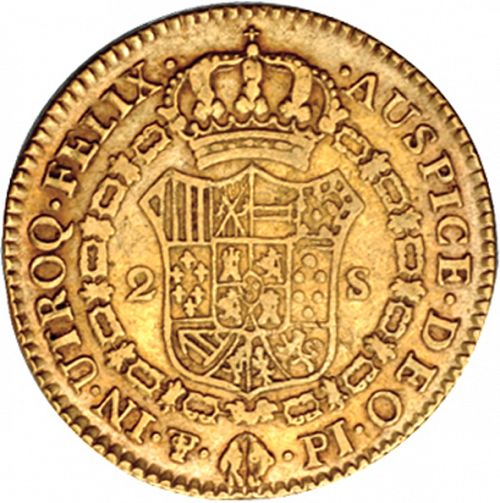 2 Escudos Reverse Image minted in SPAIN in 1808PJ (1788-08  -  CARLOS IV)  - The Coin Database