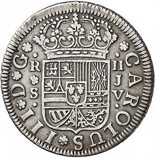 2 Reales Obverse Image minted in SPAIN in 1761JV (1759-88  -  CARLOS III)  - The Coin Database