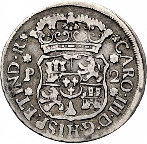 2 Reales Obverse Image minted in SPAIN in 1761P (1759-88  -  CARLOS III)  - The Coin Database