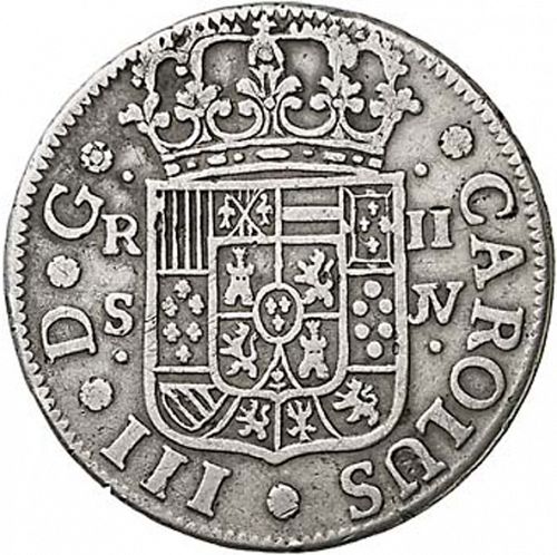 2 Reales Obverse Image minted in SPAIN in 1762JV (1759-88  -  CARLOS III)  - The Coin Database