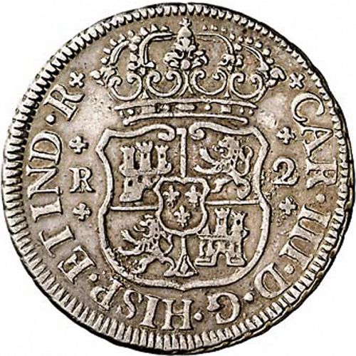 2 Reales Obverse Image minted in SPAIN in 1763M (1759-88  -  CARLOS III)  - The Coin Database