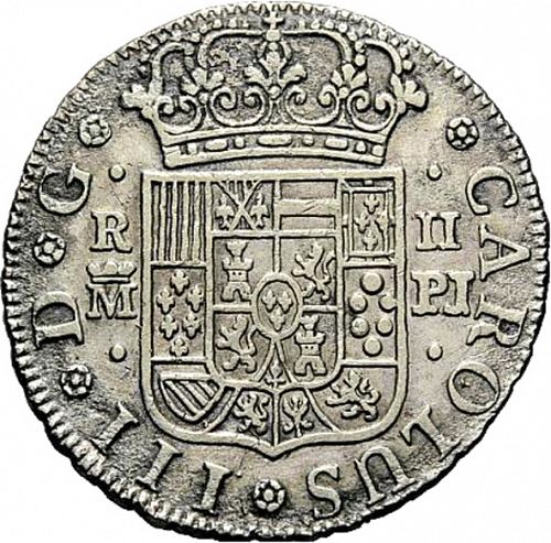 2 Reales Obverse Image minted in SPAIN in 1764PJ (1759-88  -  CARLOS III)  - The Coin Database