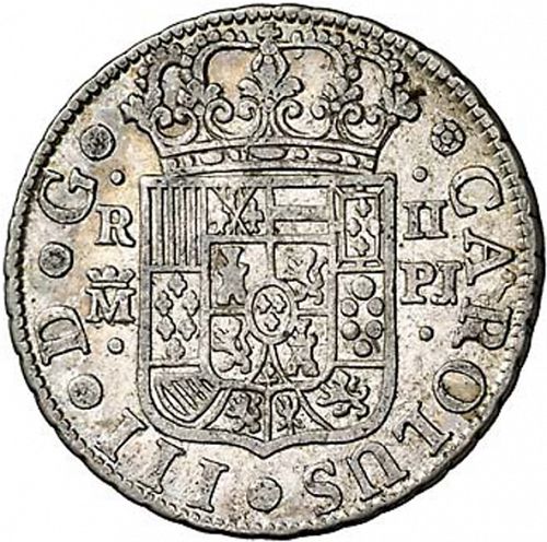 2 Reales Obverse Image minted in SPAIN in 1766PJ (1759-88  -  CARLOS III)  - The Coin Database