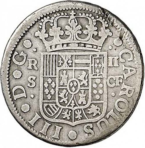 2 Reales Obverse Image minted in SPAIN in 1768CF (1759-88  -  CARLOS III)  - The Coin Database