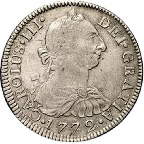 2 Reales Obverse Image minted in SPAIN in 1772FM (1759-88  -  CARLOS III)  - The Coin Database