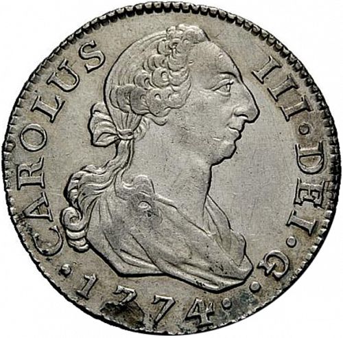 2 Reales Obverse Image minted in SPAIN in 1774PJ (1759-88  -  CARLOS III)  - The Coin Database
