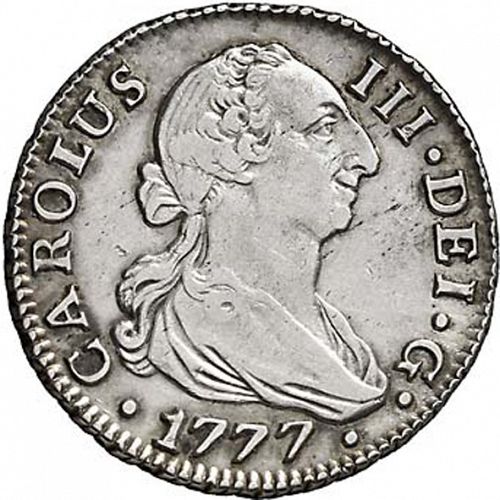 2 Reales Obverse Image minted in SPAIN in 1777CF (1759-88  -  CARLOS III)  - The Coin Database