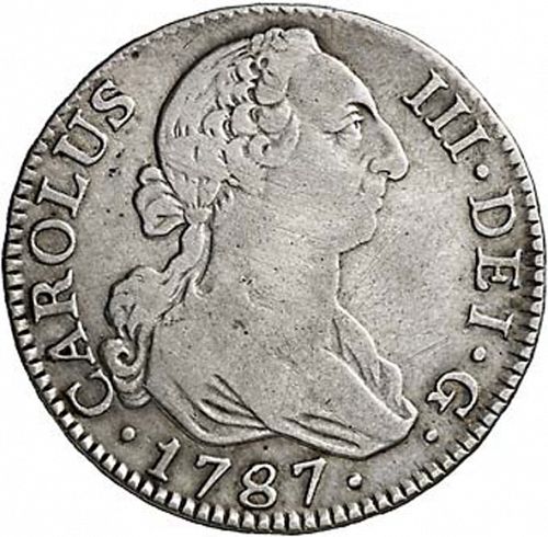 2 Reales Obverse Image minted in SPAIN in 1787DV (1759-88  -  CARLOS III)  - The Coin Database