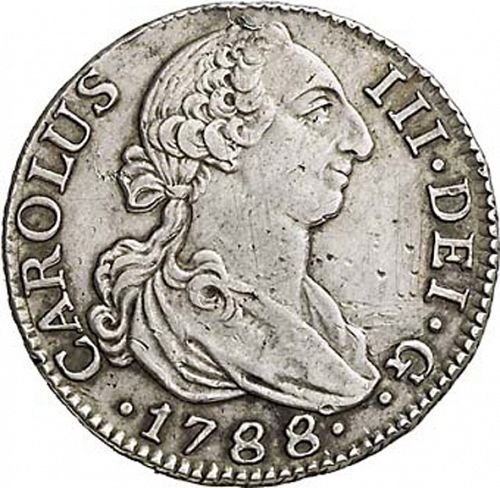 2 Reales Obverse Image minted in SPAIN in 1788DV (1759-88  -  CARLOS III)  - The Coin Database