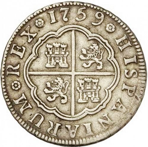 2 Reales Reverse Image minted in SPAIN in 1759J (1759-88  -  CARLOS III)  - The Coin Database