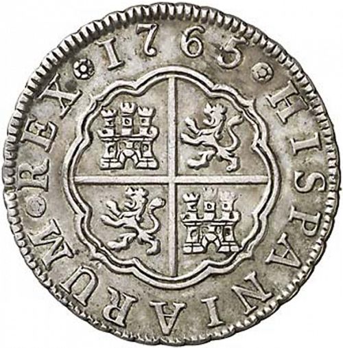 2 Reales Reverse Image minted in SPAIN in 1765PJ (1759-88  -  CARLOS III)  - The Coin Database