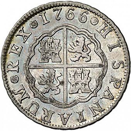 2 Reales Reverse Image minted in SPAIN in 1766PJ (1759-88  -  CARLOS III)  - The Coin Database