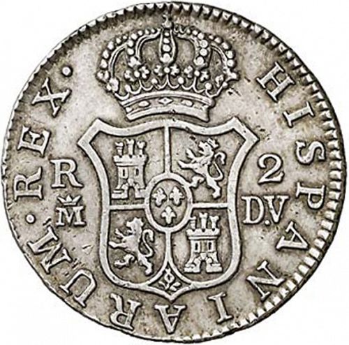 2 Reales Reverse Image minted in SPAIN in 1788DV (1759-88  -  CARLOS III)  - The Coin Database