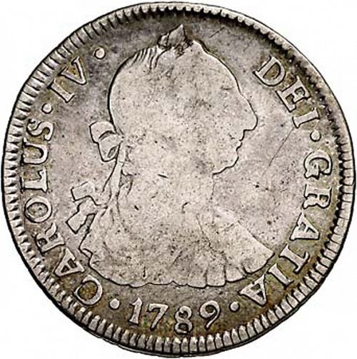 2 Reales Obverse Image minted in SPAIN in 1789DA (1788-08  -  CARLOS IV)  - The Coin Database