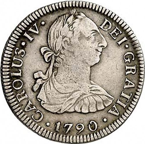 2 Reales Obverse Image minted in SPAIN in 1790FM (1788-08  -  CARLOS IV)  - The Coin Database