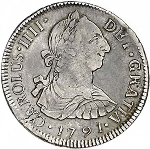 2 Reales Obverse Image minted in SPAIN in 1791DA (1788-08  -  CARLOS IV)  - The Coin Database