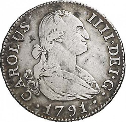 2 Reales Obverse Image minted in SPAIN in 1791MF (1788-08  -  CARLOS IV)  - The Coin Database