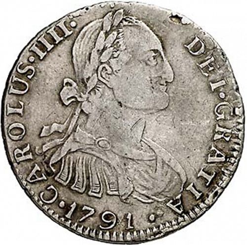 2 Reales Obverse Image minted in SPAIN in 1791PR (1788-08  -  CARLOS IV)  - The Coin Database
