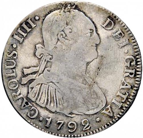 2 Reales Obverse Image minted in SPAIN in 1792M (1788-08  -  CARLOS IV)  - The Coin Database
