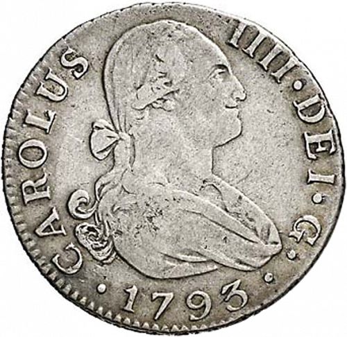2 Reales Obverse Image minted in SPAIN in 1793CN (1788-08  -  CARLOS IV)  - The Coin Database