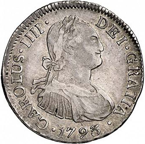 2 Reales Obverse Image minted in SPAIN in 1793DA (1788-08  -  CARLOS IV)  - The Coin Database
