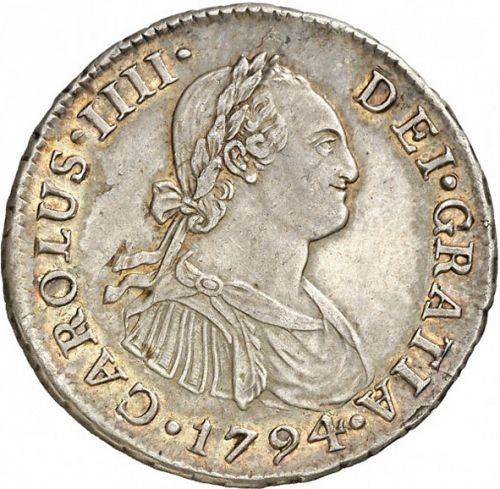 2 Reales Obverse Image minted in SPAIN in 1794IJ (1788-08  -  CARLOS IV)  - The Coin Database