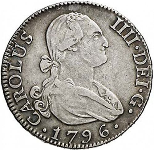 2 Reales Obverse Image minted in SPAIN in 1796MF (1788-08  -  CARLOS IV)  - The Coin Database