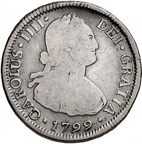 2 Reales Obverse Image minted in SPAIN in 1799DA (1788-08  -  CARLOS IV)  - The Coin Database