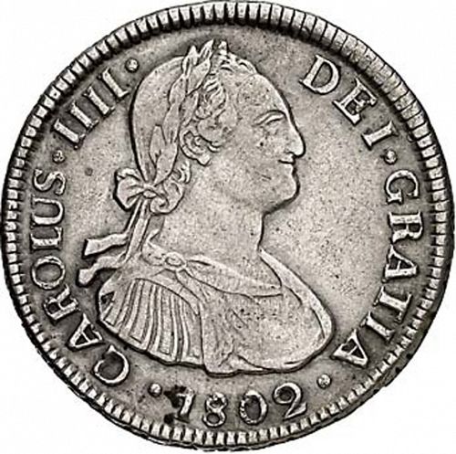 2 Reales Obverse Image minted in SPAIN in 1802JJ (1788-08  -  CARLOS IV)  - The Coin Database