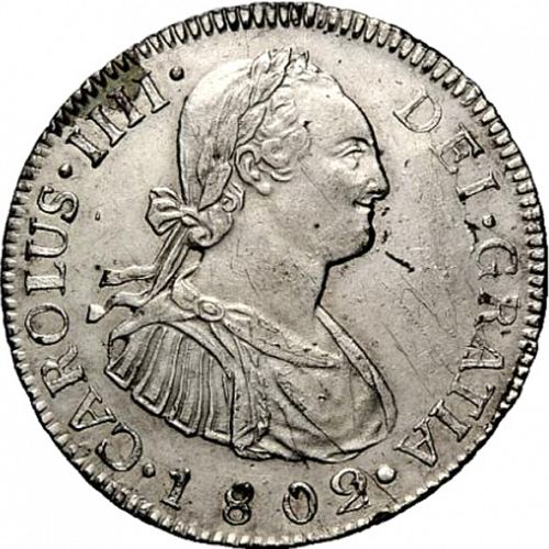 2 Reales Obverse Image minted in SPAIN in 1802M (1788-08  -  CARLOS IV)  - The Coin Database