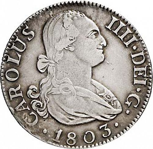 2 Reales Obverse Image minted in SPAIN in 1803FA (1788-08  -  CARLOS IV)  - The Coin Database