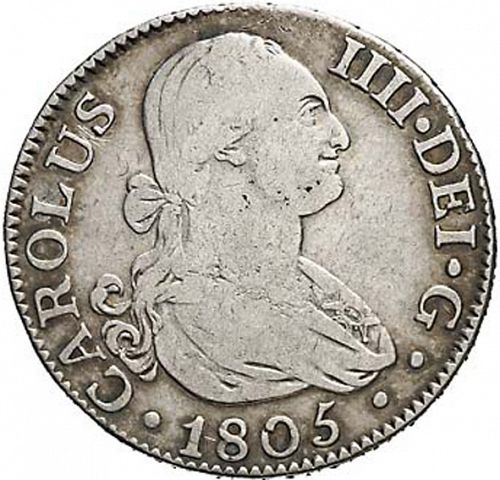 2 Reales Obverse Image minted in SPAIN in 1805FA (1788-08  -  CARLOS IV)  - The Coin Database