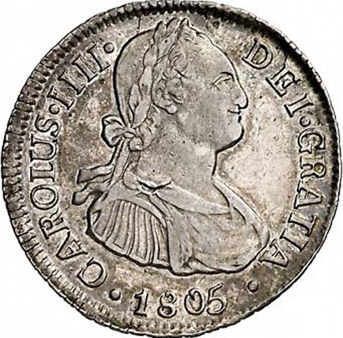 2 Reales Obverse Image minted in SPAIN in 1805FJ (1788-08  -  CARLOS IV)  - The Coin Database