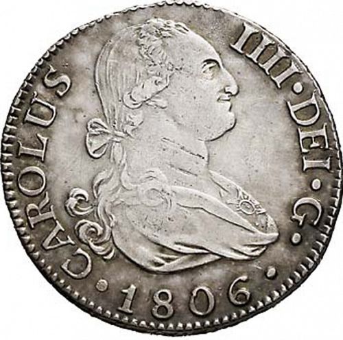 2 Reales Obverse Image minted in SPAIN in 1806FA (1788-08  -  CARLOS IV)  - The Coin Database