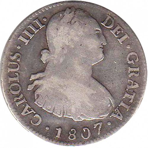 2 Reales Obverse Image minted in SPAIN in 1807PJ (1788-08  -  CARLOS IV)  - The Coin Database