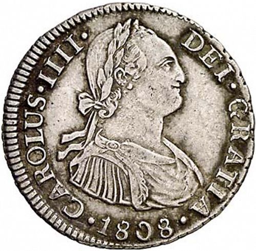 2 Reales Obverse Image minted in SPAIN in 1808JP (1788-08  -  CARLOS IV)  - The Coin Database