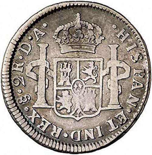2 Reales Reverse Image minted in SPAIN in 1789DA (1788-08  -  CARLOS IV)  - The Coin Database