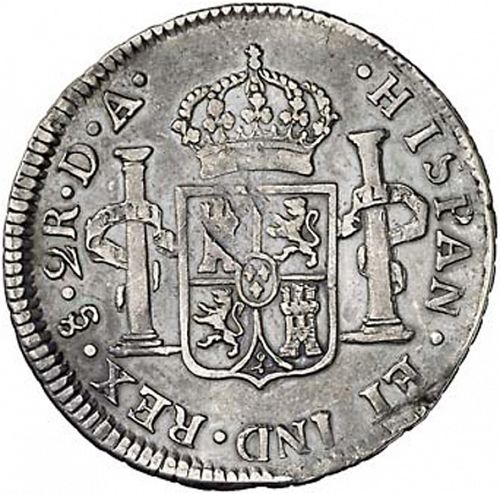 2 Reales Reverse Image minted in SPAIN in 1791DA (1788-08  -  CARLOS IV)  - The Coin Database