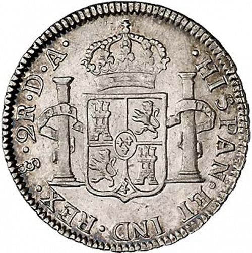2 Reales Reverse Image minted in SPAIN in 1796DA (1788-08  -  CARLOS IV)  - The Coin Database