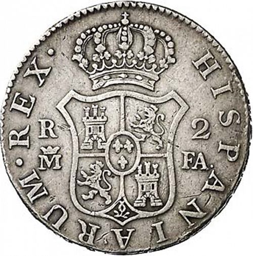 2 Reales Reverse Image minted in SPAIN in 1800FA (1788-08  -  CARLOS IV)  - The Coin Database