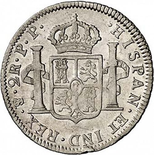 2 Reales Reverse Image minted in SPAIN in 1801PP (1788-08  -  CARLOS IV)  - The Coin Database