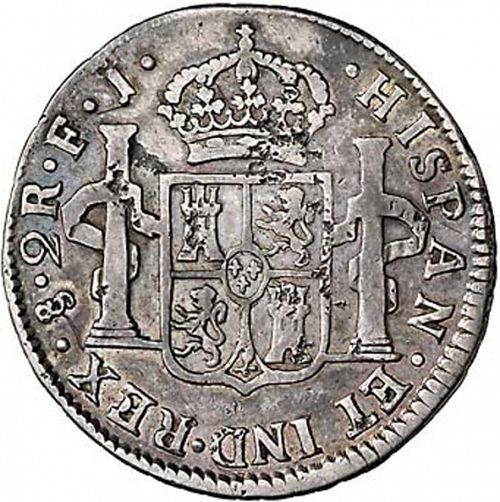 2 Reales Reverse Image minted in SPAIN in 1804FJ (1788-08  -  CARLOS IV)  - The Coin Database