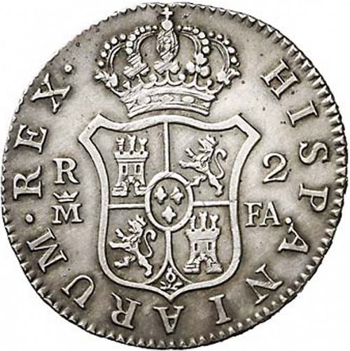2 Reales Reverse Image minted in SPAIN in 1806FA (1788-08  -  CARLOS IV)  - The Coin Database