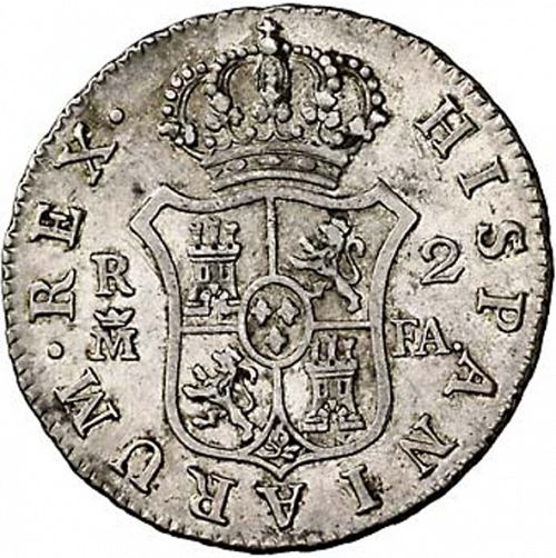 2 Reales Reverse Image minted in SPAIN in 1807FA (1788-08  -  CARLOS IV)  - The Coin Database
