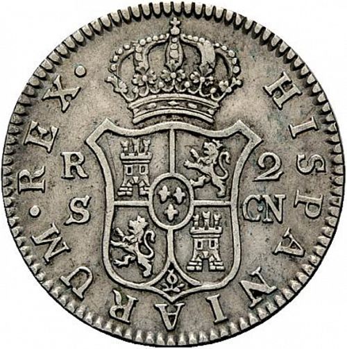 2 Reales Reverse Image minted in SPAIN in 1808CN (1788-08  -  CARLOS IV)  - The Coin Database