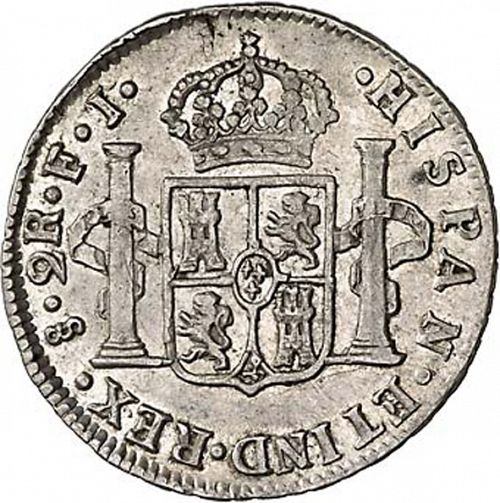 2 Reales Reverse Image minted in SPAIN in 1808FJ (1788-08  -  CARLOS IV)  - The Coin Database