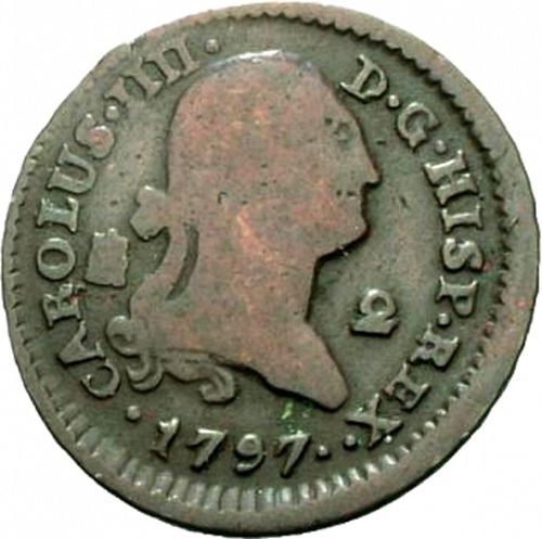 2 Maravedies Obverse Image minted in SPAIN in 1797 (1788-08  -  CARLOS IV)  - The Coin Database