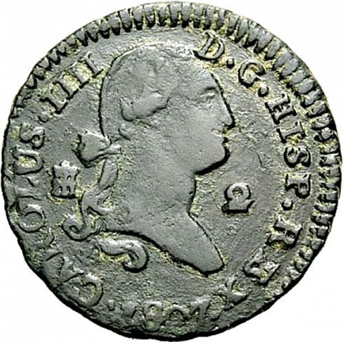 2 Maravedies Obverse Image minted in SPAIN in 1807 (1788-08  -  CARLOS IV)  - The Coin Database