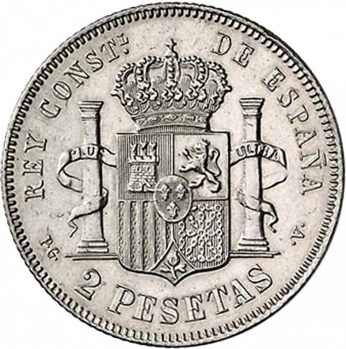 2 Pesetas Reverse Image minted in SPAIN in 1894 / 94 (1886-31  -  ALFONSO XIII)  - The Coin Database
