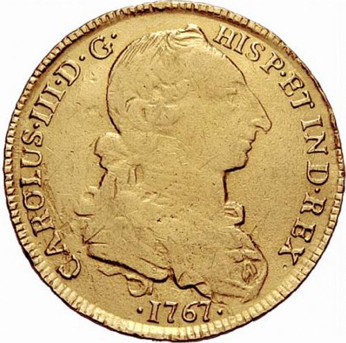 4 Escudos Obverse Image minted in SPAIN in 1767JM (1759-88  -  CARLOS III)  - The Coin Database